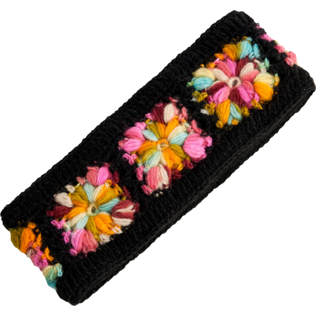 Nirvana Designs Flower Crochet Headband- Multi's In Black Multi