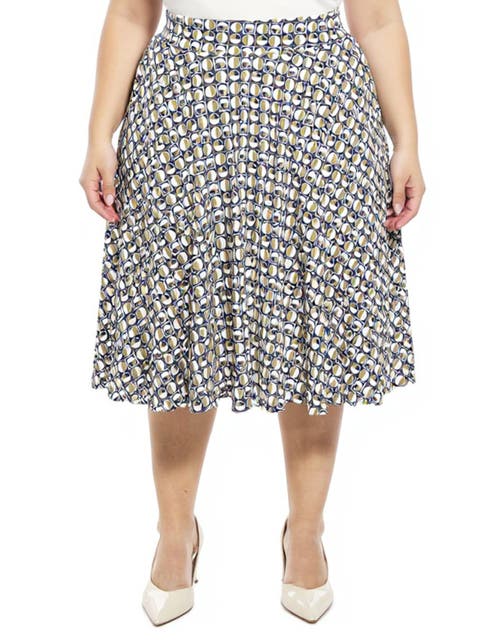 Plus Size Geometric Elastic Waist Pocket A-Line Midi Skirt