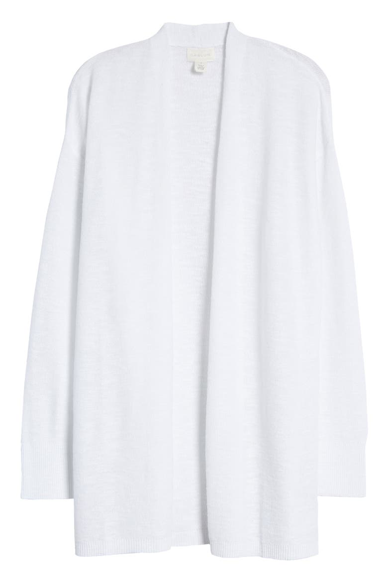 Linen & Cotton Open Front Cardigan, Alternate, color, WHITE