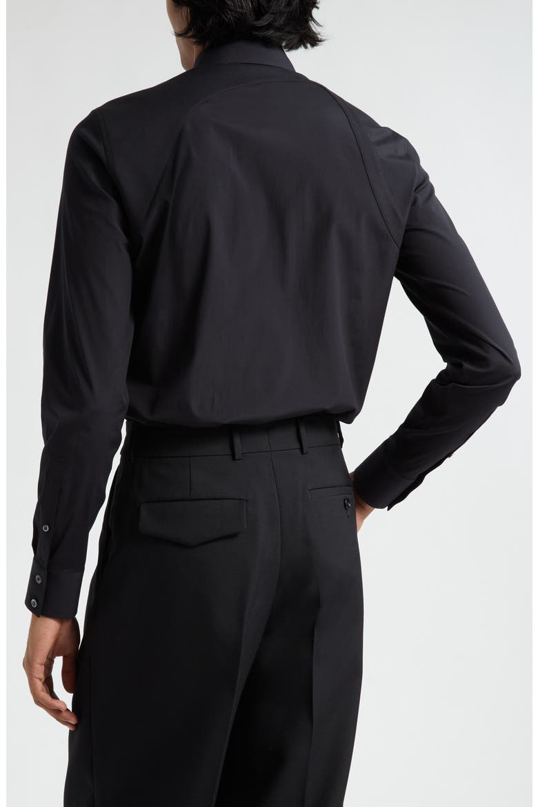 Alexander McQueen Harness Stretch Poplin Men's Button-Up Shirt, Alternate, color, BLACK