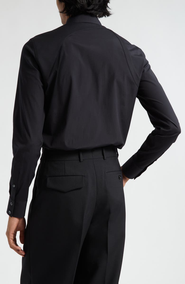 McQueen Alexander McQueen Harness Stretch Poplin Men's Button-Up Shirt, Alternate, color, Black