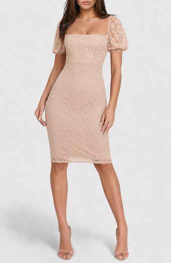 Puff Sleeve Lace Midi Dress