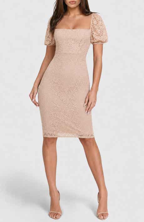 Puff Sleeve Lace Midi Dress