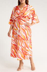 Renee C Abstract Front Twist Dress