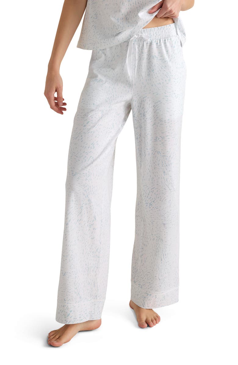 Haven Well Within Organic Cotton Jersey Rippled Sand Pajama Pants, Main, color, Sand White/Salt Water