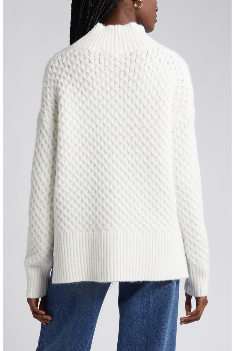 Mock Neck Cable Knit Sweater, Alternate, color, IVORY CLOUD