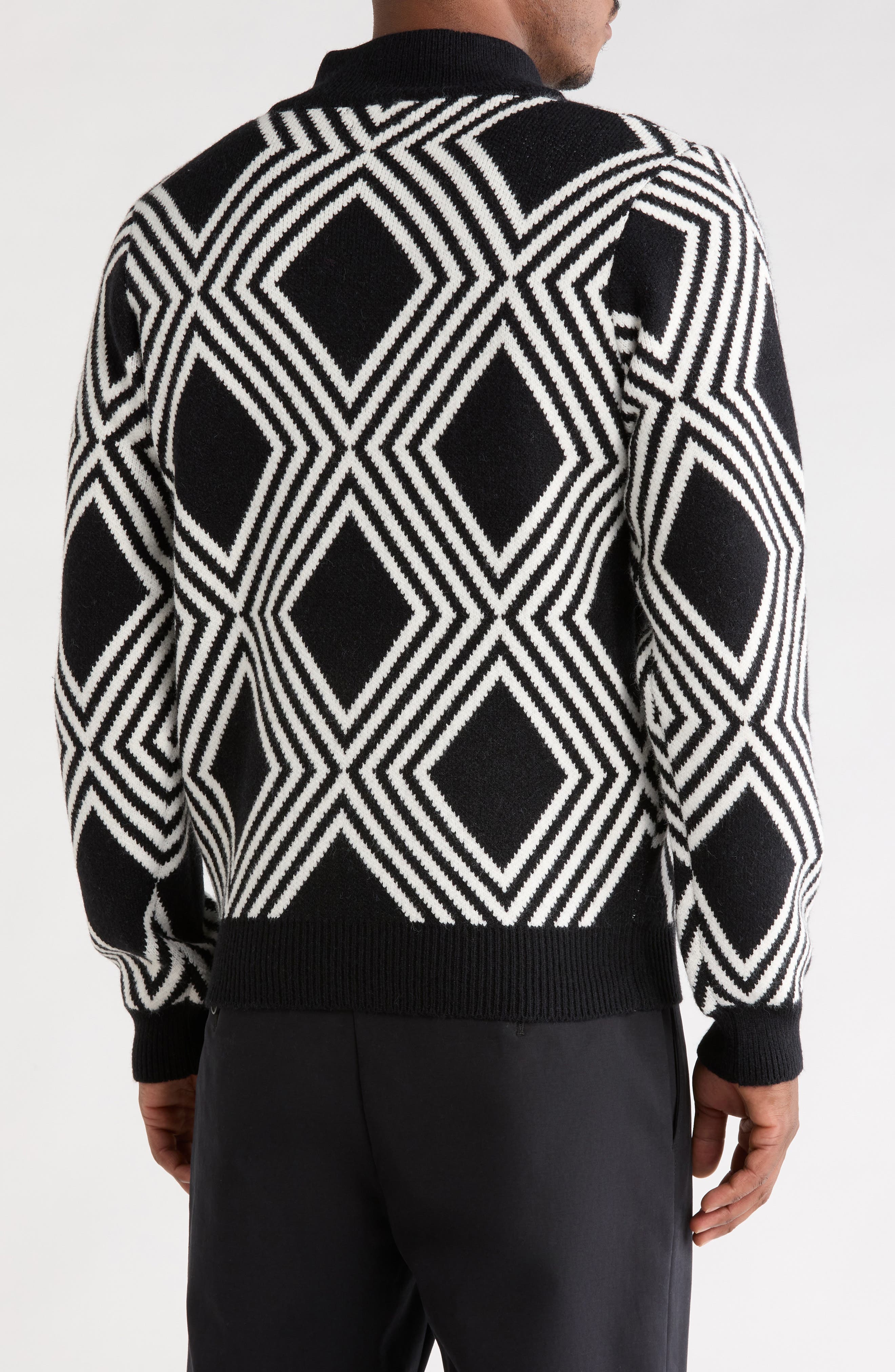 T.R. PREMIUM Geometric Quarter Zip Mock Neck Sweater (Men) | Nordstromrack