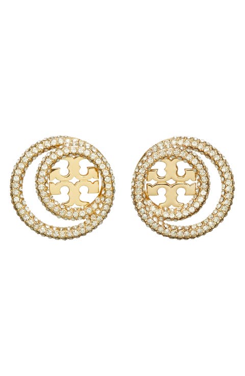Miller Pavé Crystal Circle Logo Stud Earrings