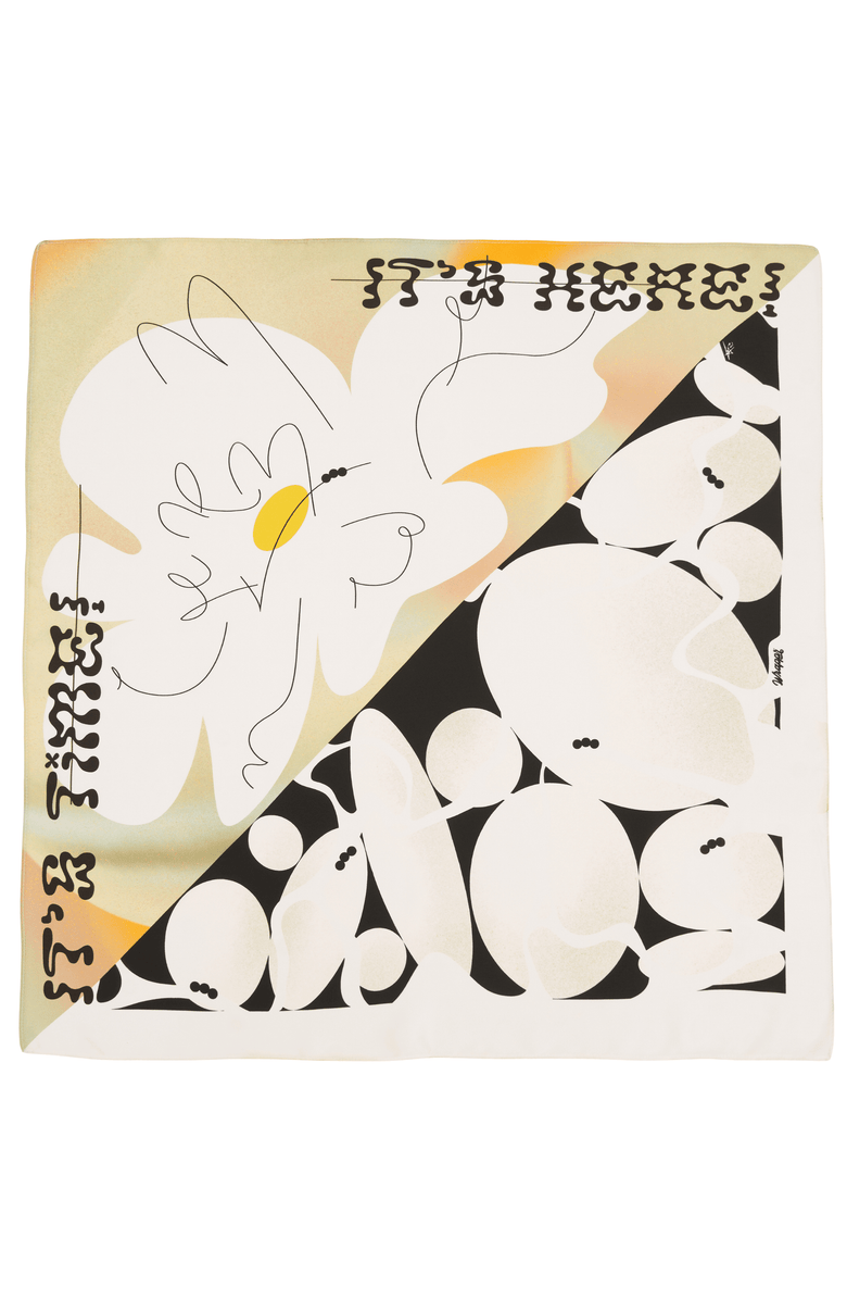 Wrappr Giftwrap Above | 28" Mulberry Silk Furoshiki Wrap by Essery Waller, Alternate, color, Ivory