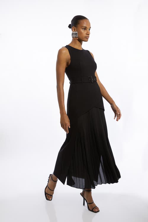 Karen Millen Jersey Pleated Maxi Dress In Black