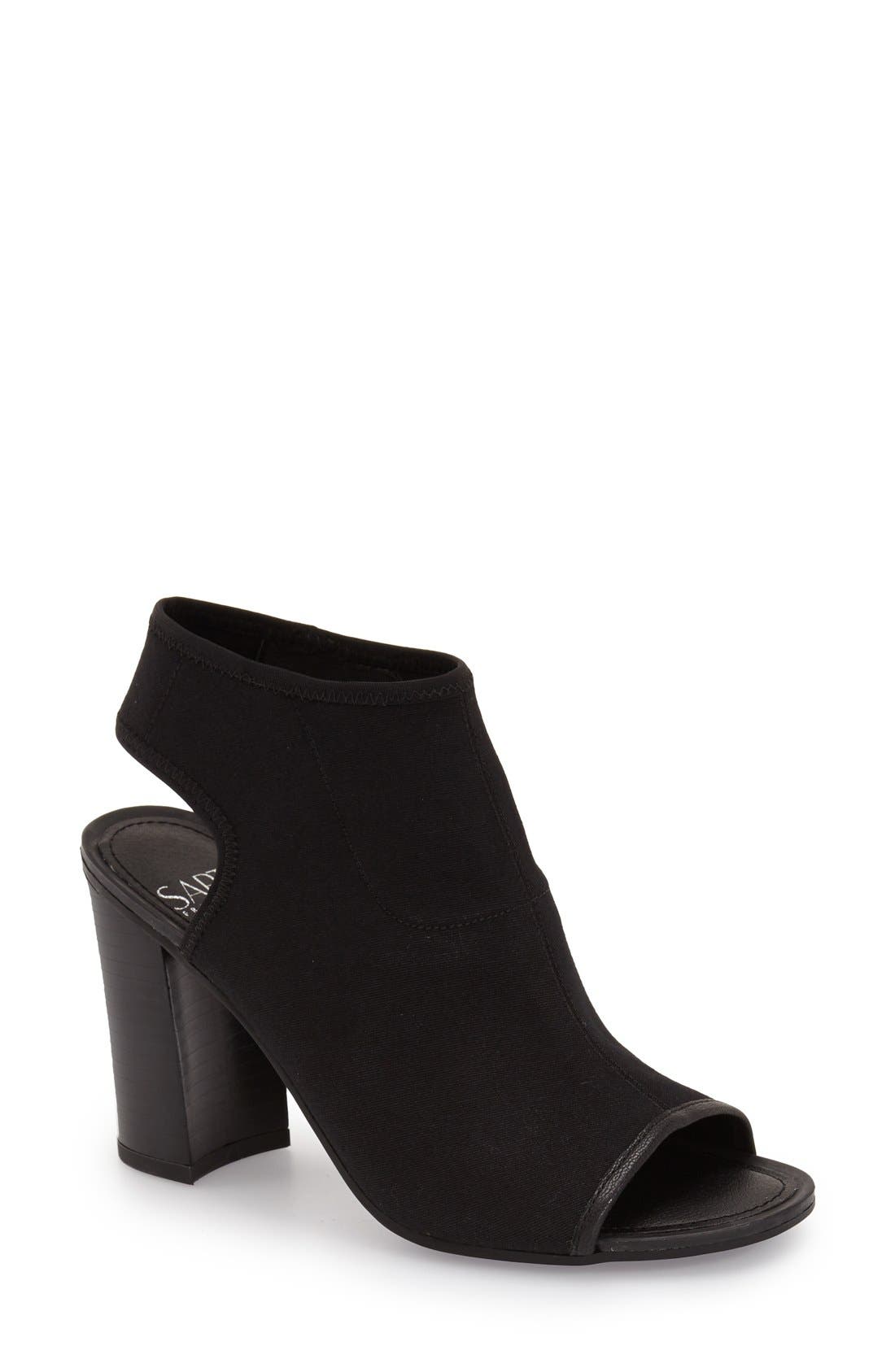 'Solano' Open Toe Bootie, Main, color, BLACK STRETCH  CANVAS