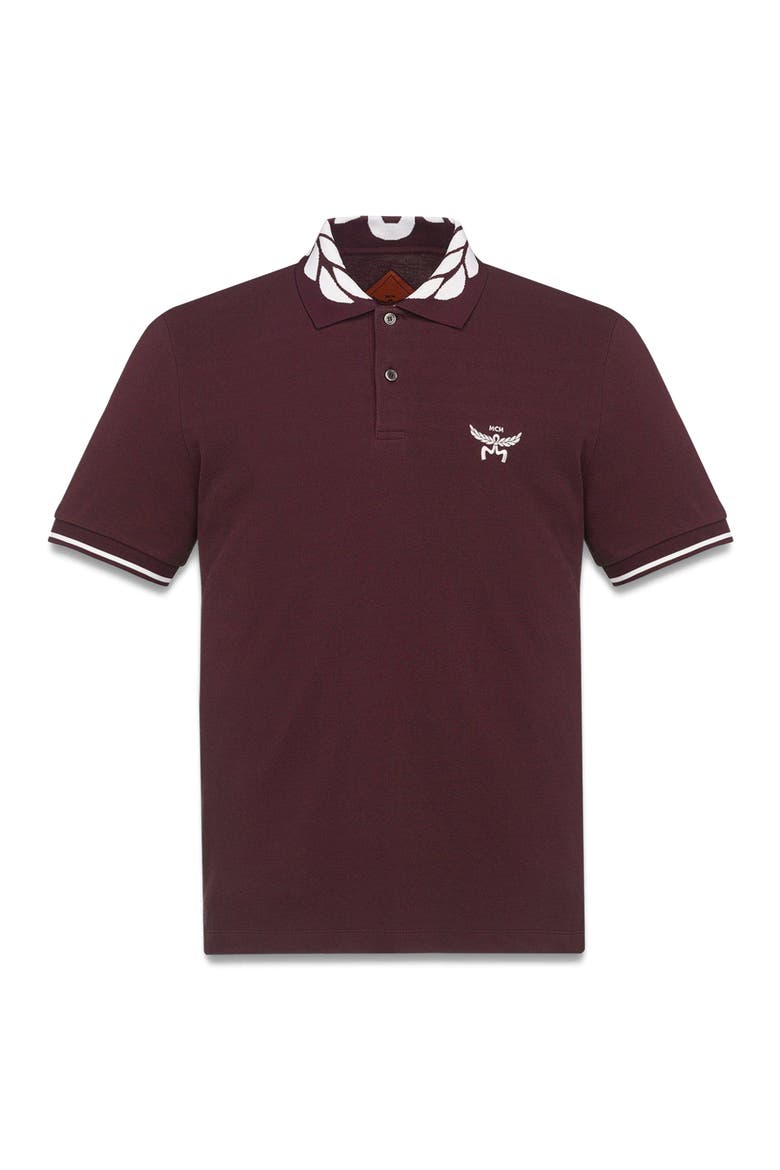 Laurel Logo Piqué Polo in Organic Cotton, Main, color, Winetasting