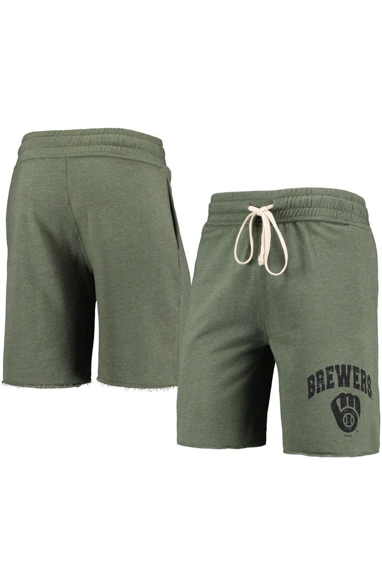 CONCEPTS SPORT Men's Concepts Sport Heathered Olive Milwaukee Brewers Mainstream Tri-Blend Shorts, Main, color,