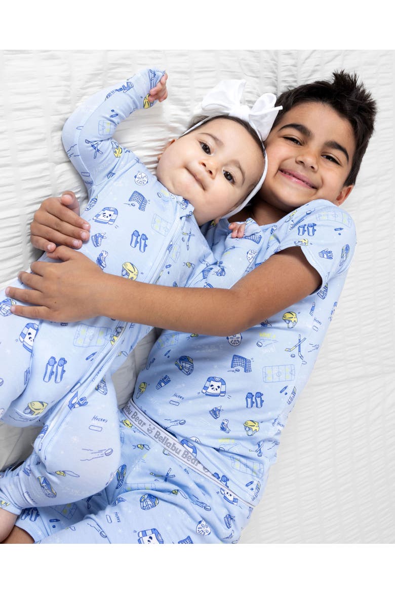 Hockey Kids 2-Piece Short Sleeve & Shorts Pajama Set, Alternate, color, Hockey
