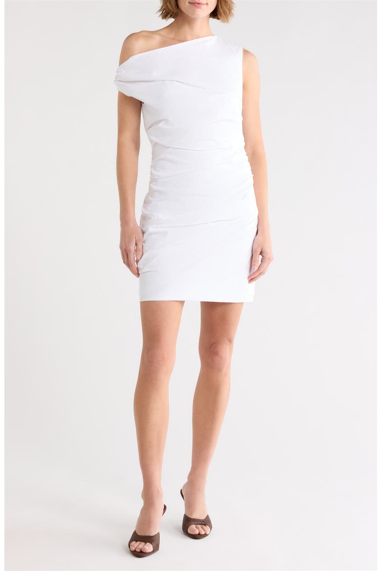 One-Shoulder Poplin Minidress, Main, color, WHITE001