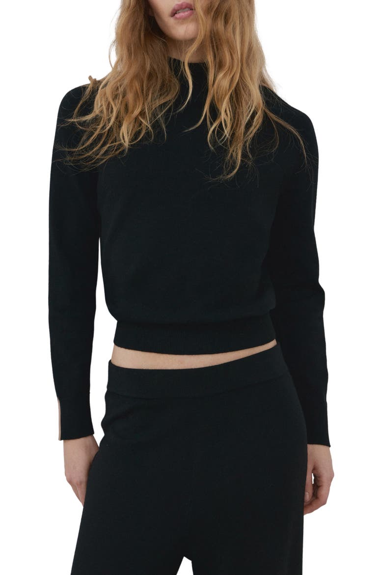 Mock Neck Sweater, Main, color, BLACK