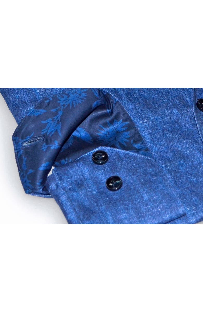 LEVINAS Contemporary Fit Modern Business Dress Shirt, Alternate, color, Blue Mist Print