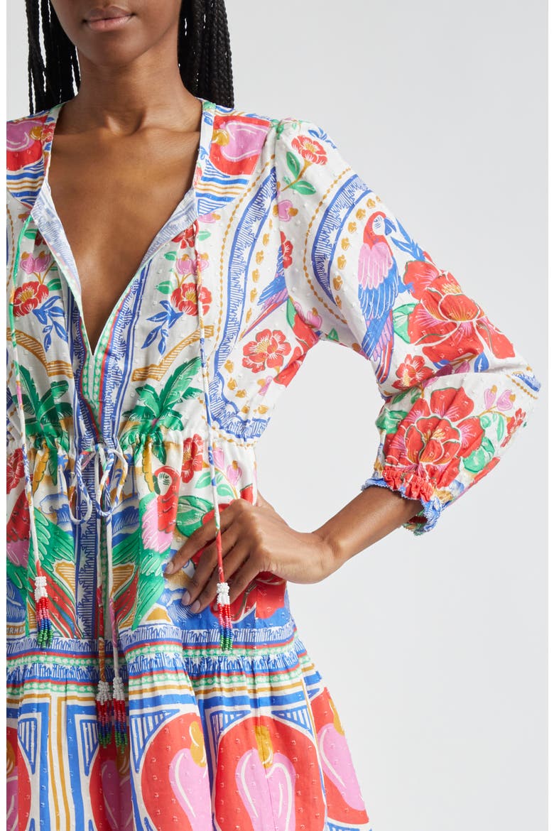 Flowers Beach Swiss Dot Minidress, Alternate, color, OFF-WHITE MULTI