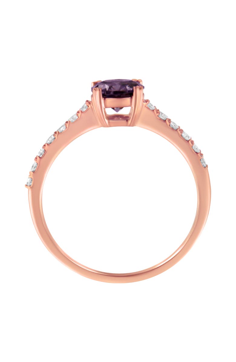 Haus of Brilliance 10K Rose Gold 1/4 Cttw Diamond and Amethyst Gemstone Halo Ring, Alternate, color, Purple Amethyst