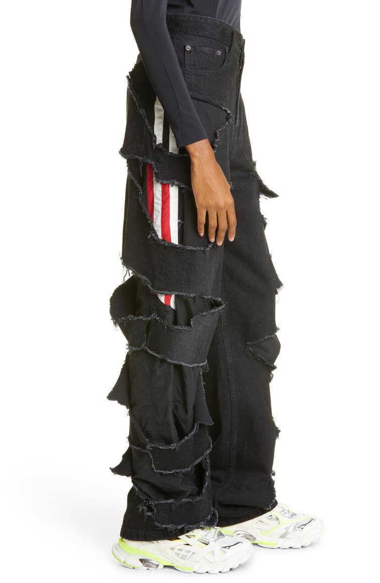 Balenciaga Lined Destroyed Straight Leg Jeans, Alternate, color,