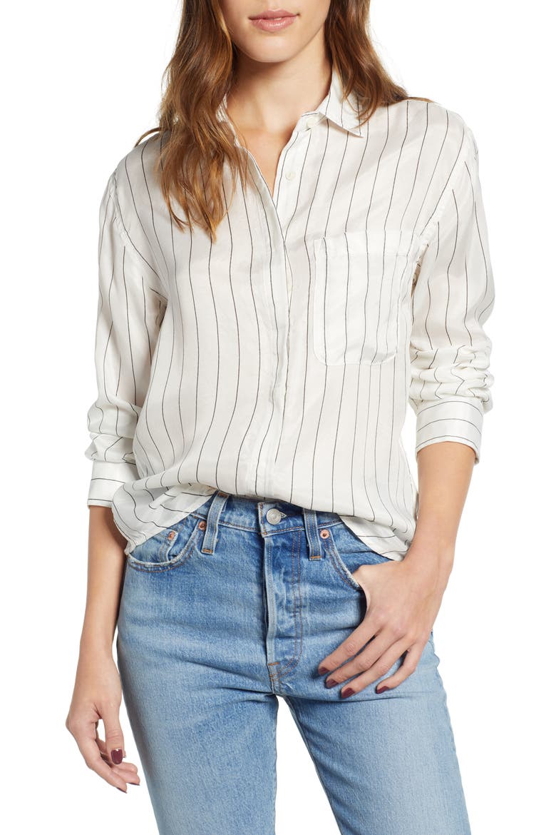 Hayden Shirt, Main, color, IVORY BLACK PINSTRIPE