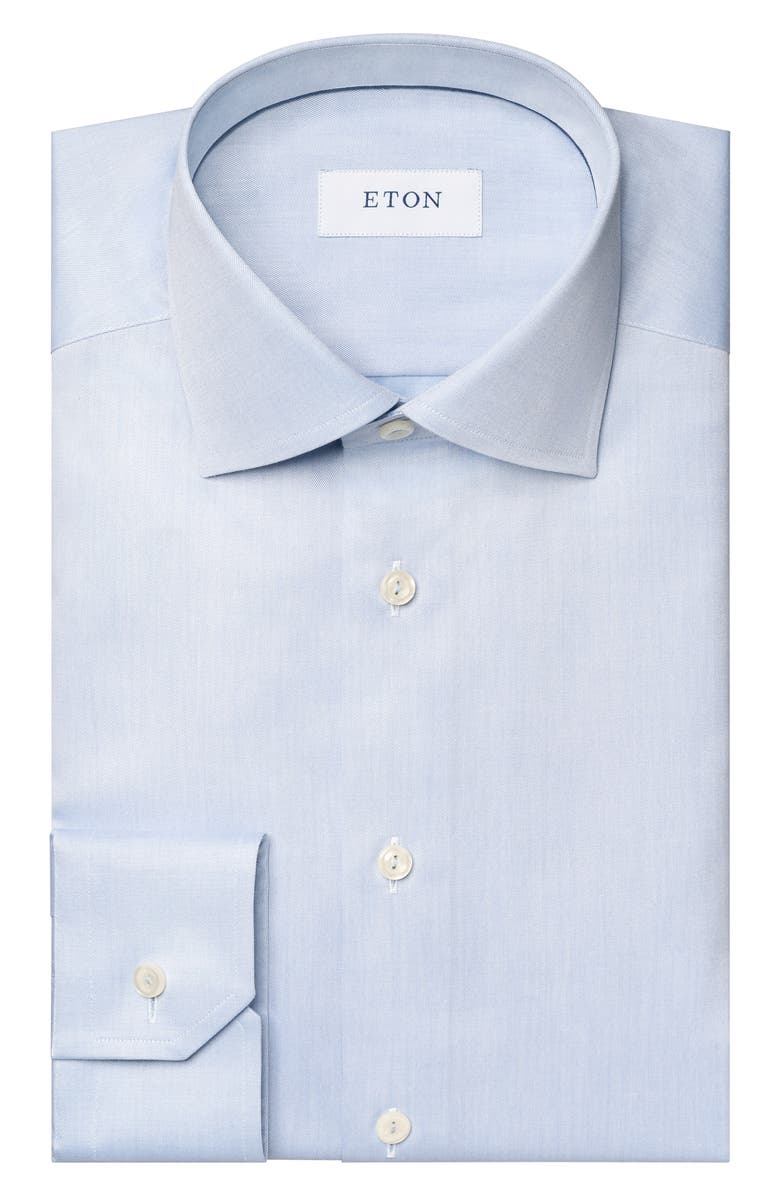 Eton Slim Fit Cotton Twill Dress Shirt, Alternate, color, Blue