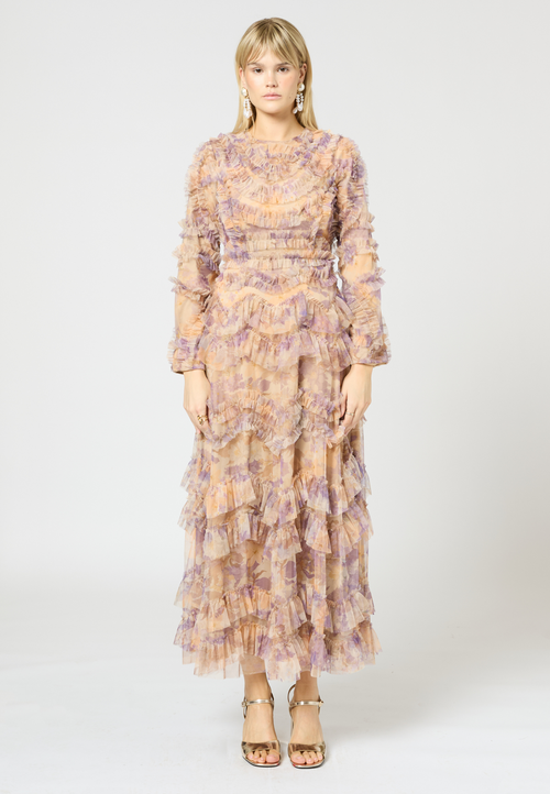 Maryisa Ruffle Floral Print Dress In Multicolor