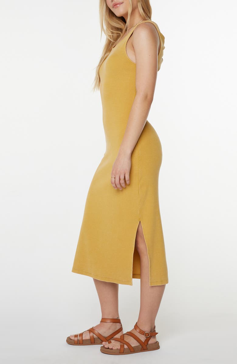 Roxy City Lights Tank Midi Dress, Alternate, color, Amber Gold Solid