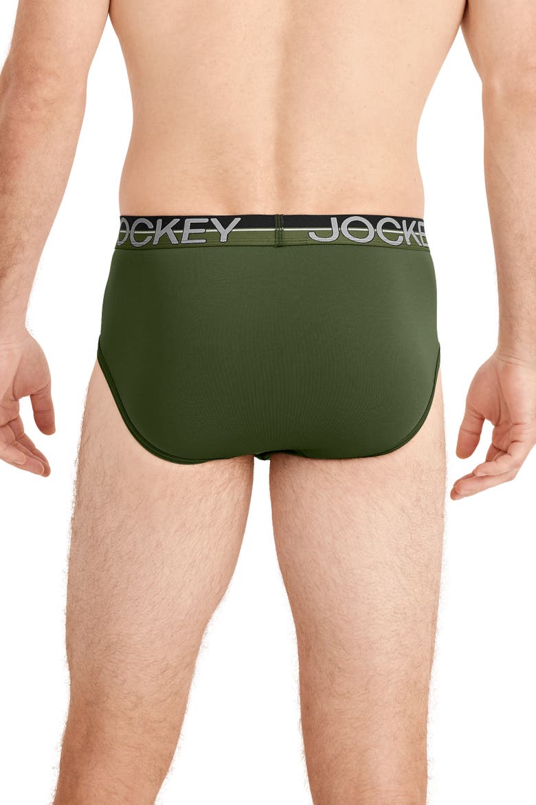 Mens Infinite Cool Microfiber Stretch Brief - 3 Pack, Alternate, color, Military Green/Battleship Grey