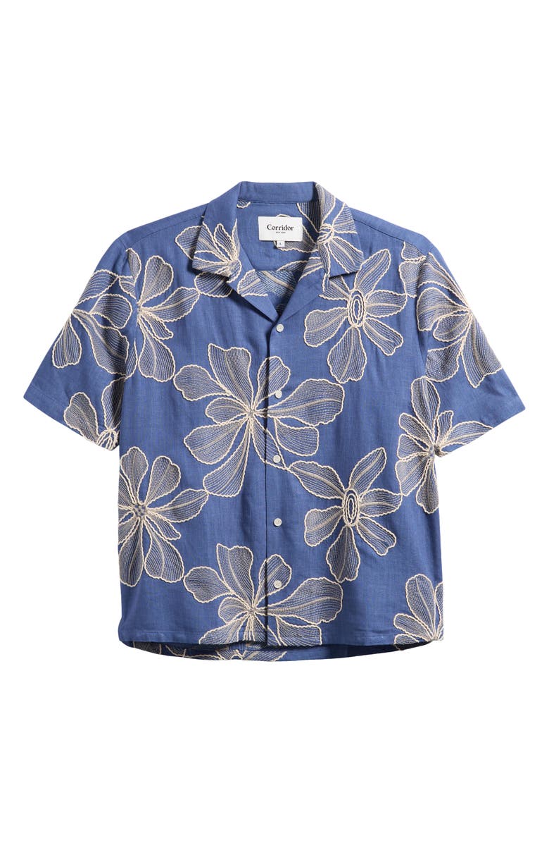 Corridor Floral Appliqué Camp Shirt, Alternate, color,