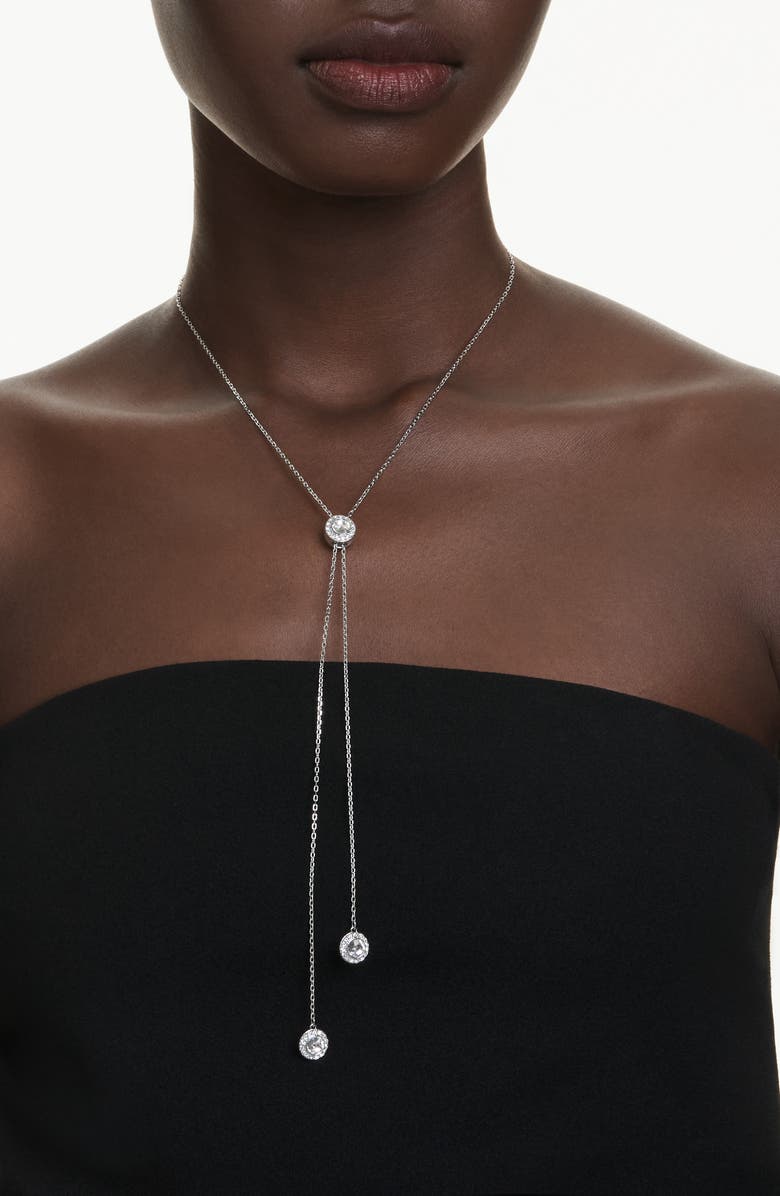 Swarovski Una Reversible Y-Pendant Necklace, Alternate, color, Rhodium/ Crystal