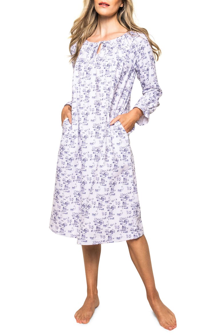 Winter Vignette Delphine Flannel Nightgown, Main, color, BLUE