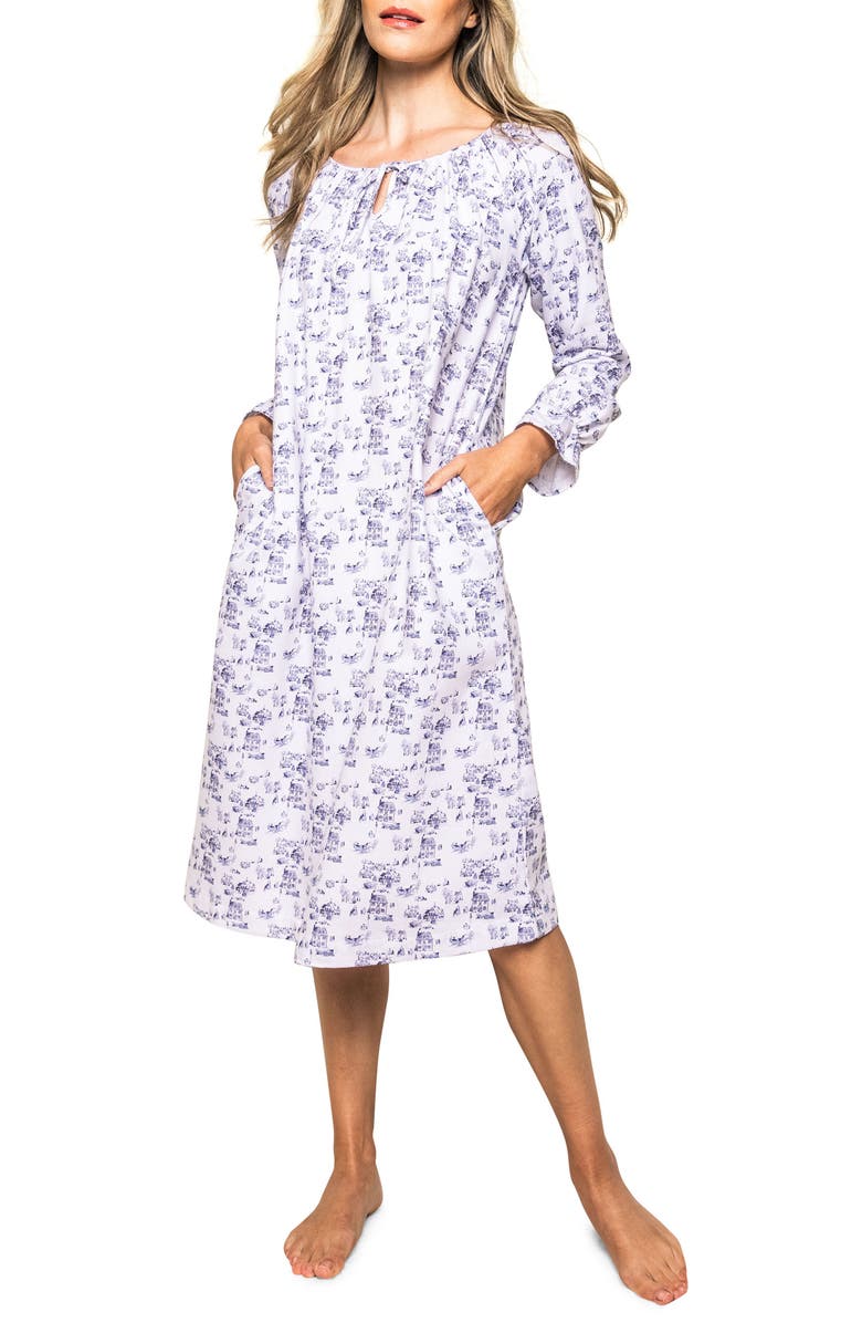 Petite Plume Winter Vignette Delphine Flannel Nightgown, Main, color,