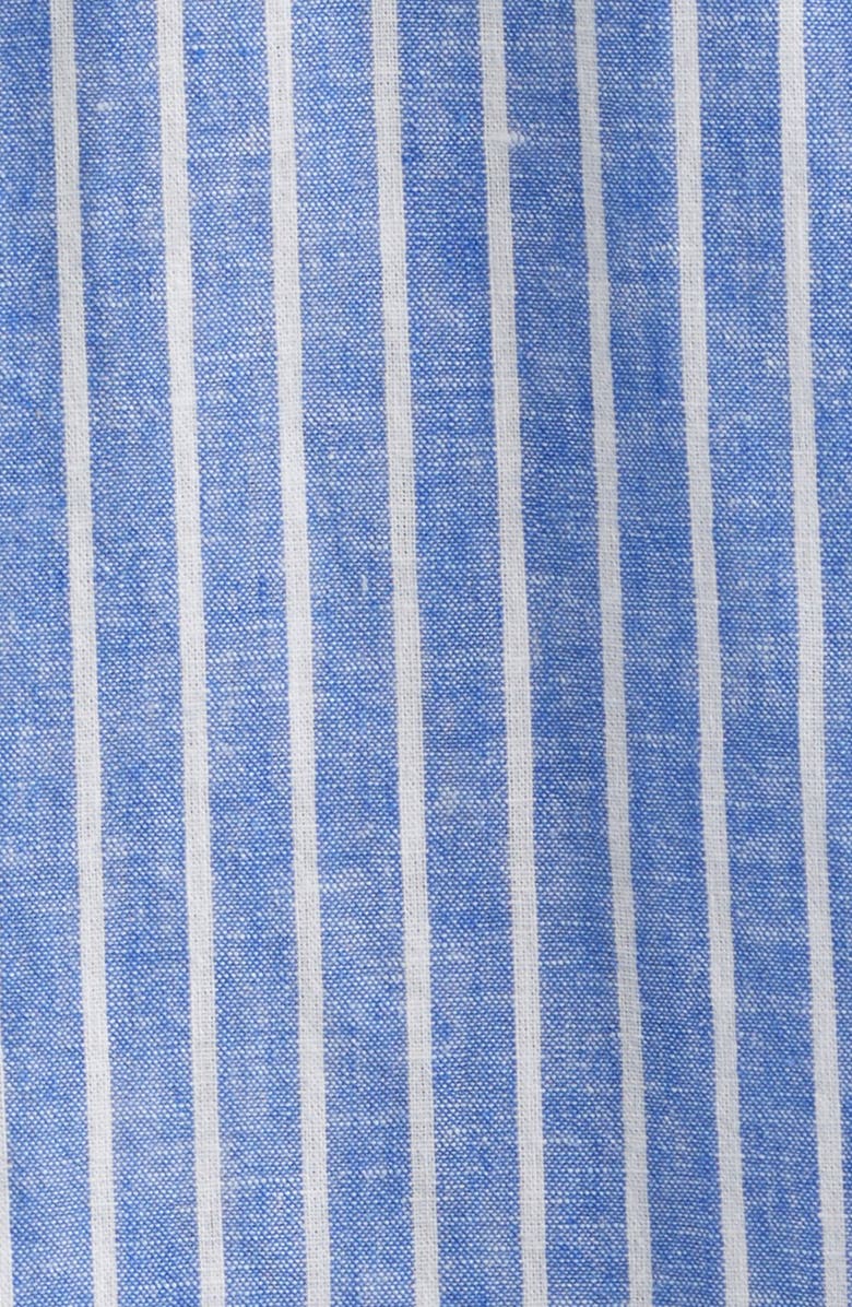 Corridor Stripe Linen & Cotton Camp Shirt, Alternate, color, Blue