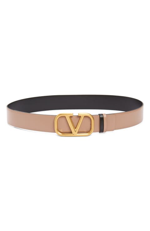 VLOGO Buckle Reversible Leather Belt