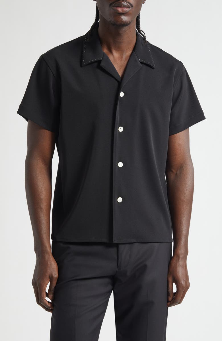 Second Layer Avenue Camp Shirt, Main, color, Black