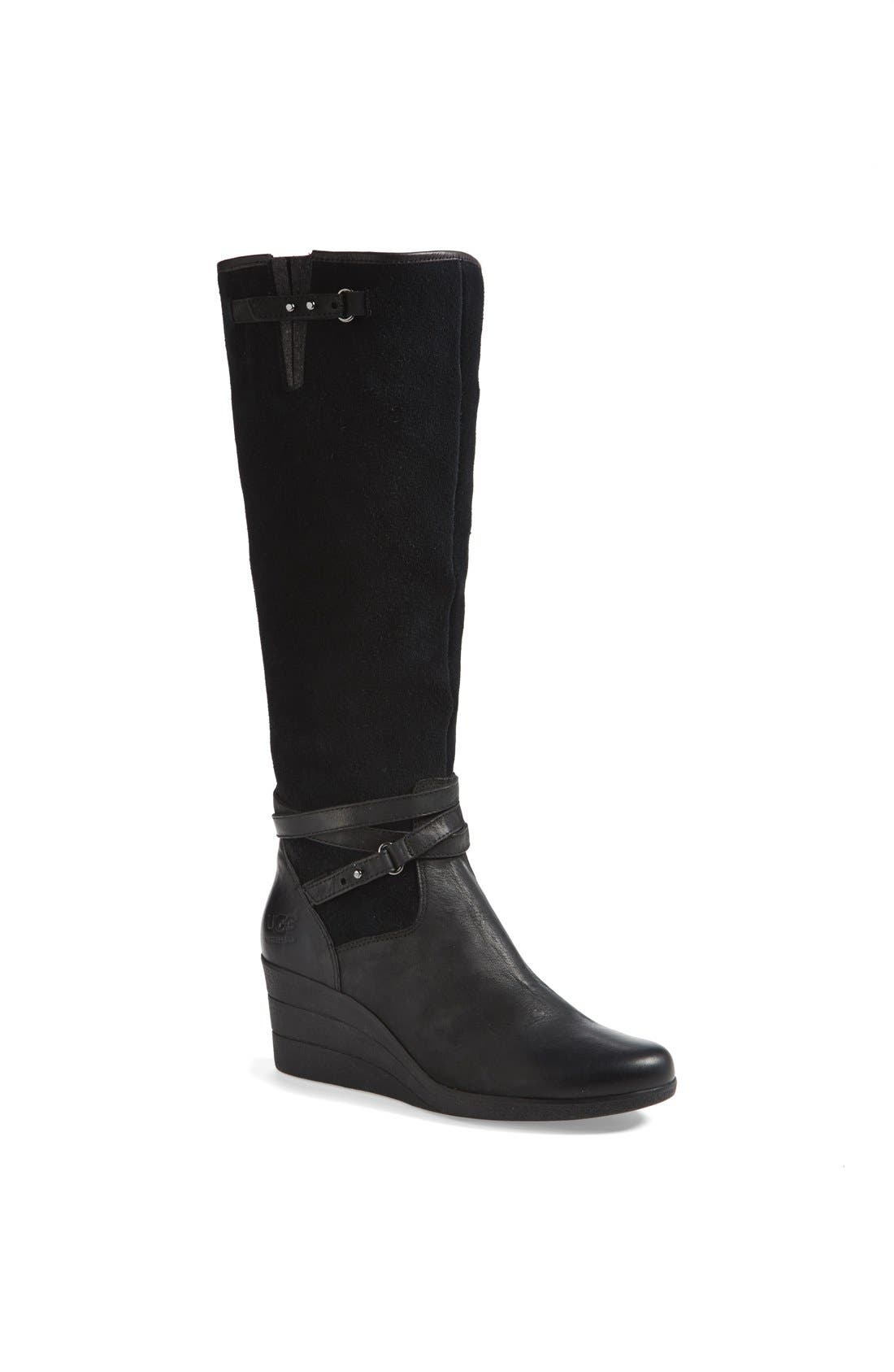 UGG<sup>®</sup> 'Lesley' Waterproof Suede Wedge Knee High Boot, Main, color, 