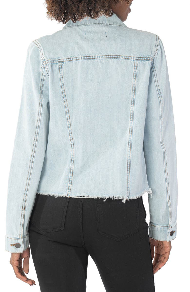 KUT from the Kloth Julia Raw Hem Crop Denim Trucker Jacket, Alternate, color,