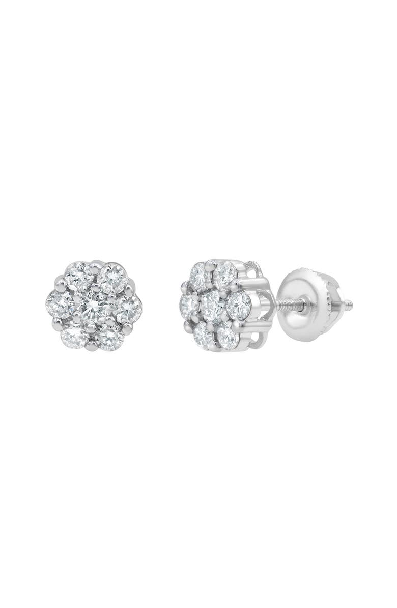 LuvMyJewelry Meadow 0.5 Ct TW Lab Grown Diamond Cluster Studs 14K Gold Earrings, Main, color, 14K White Gold
