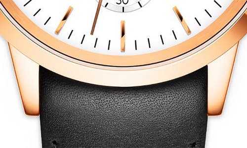 Alfred Sung Leather Strap Chronograph Watch, 42mm In Black Strap White Dial