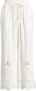 Treasure & Bond Cutwork Hem Linen Blend Pull-On Pants