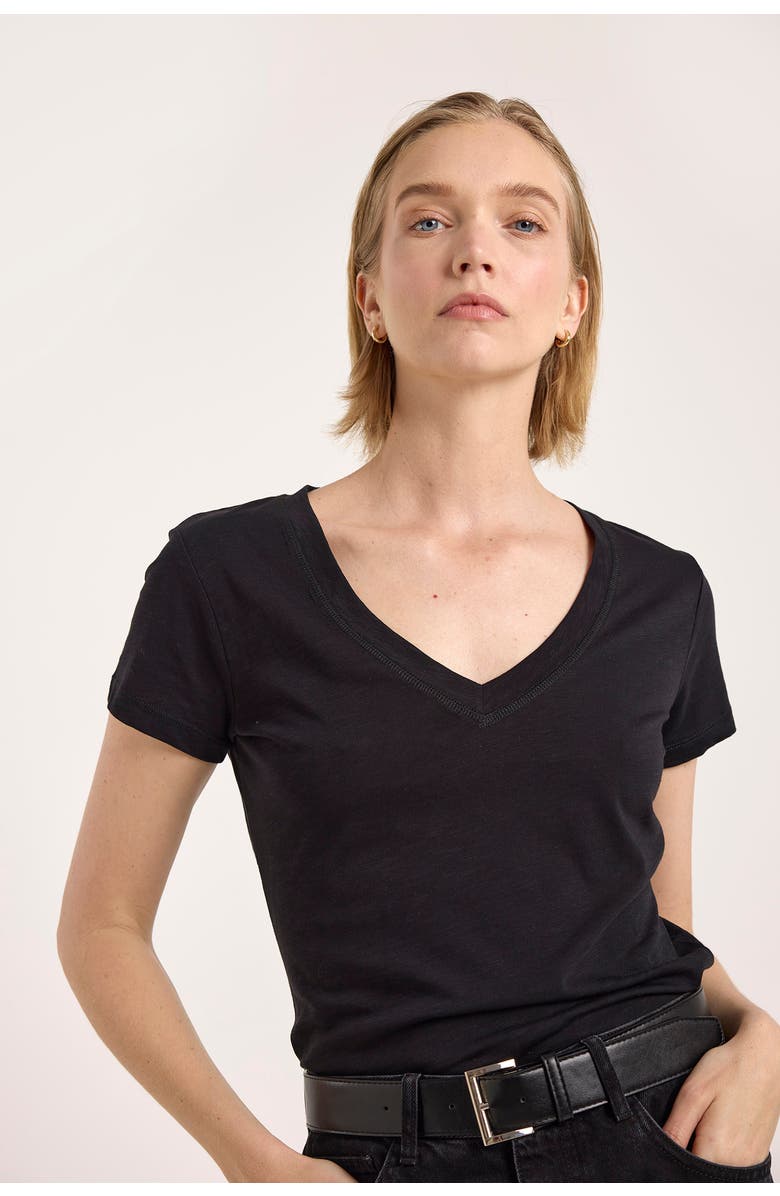 Brodie Pure Cashmere Relaxed Fit Cotton V-Neck T-shirt, Alternate, color, Black