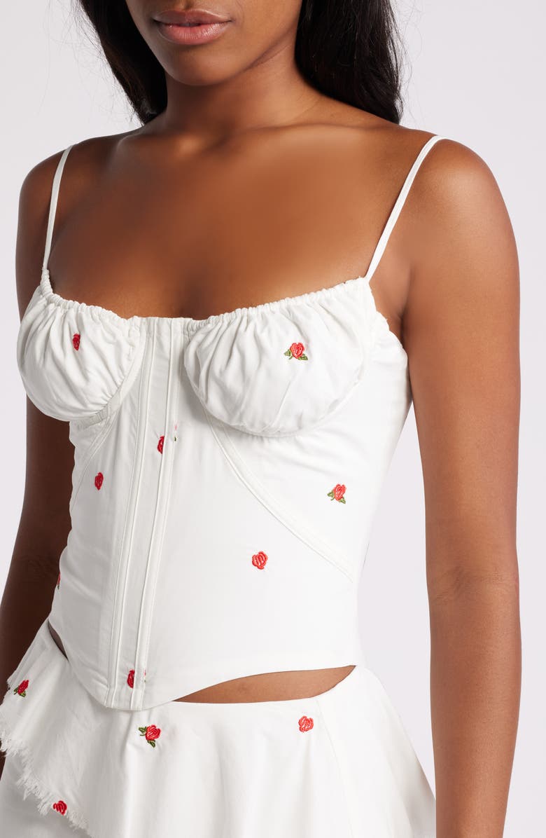 Mistress Rocks Rose Embroidered Corset Camisole, Alternate, color, Cloud Rose
