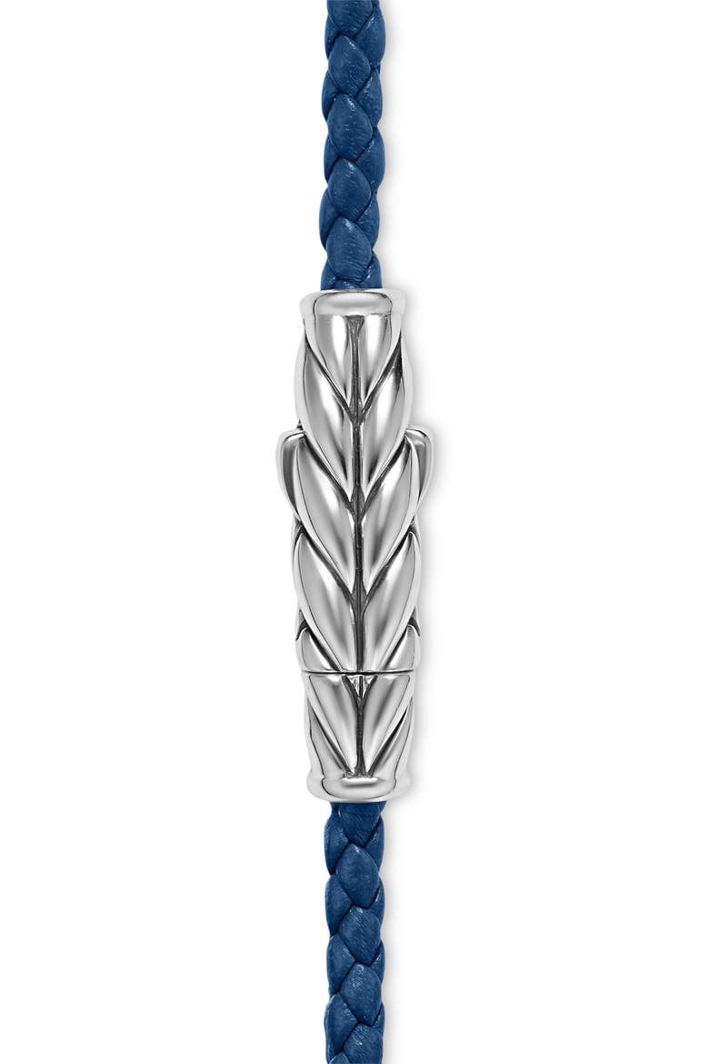 Sterling Silver Leather Bracelet, Alternate, color, BLUE