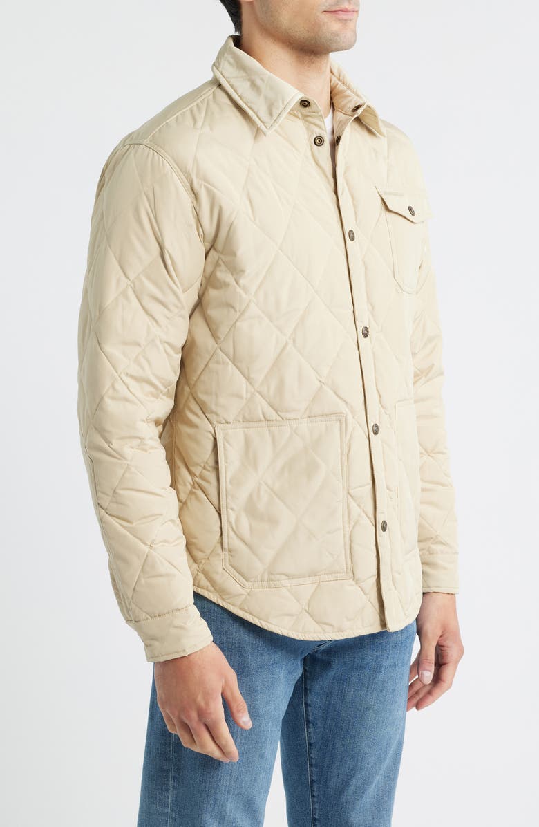 Schott NYC Quilted Down Shirt Jacket, Alternate, color, Off White