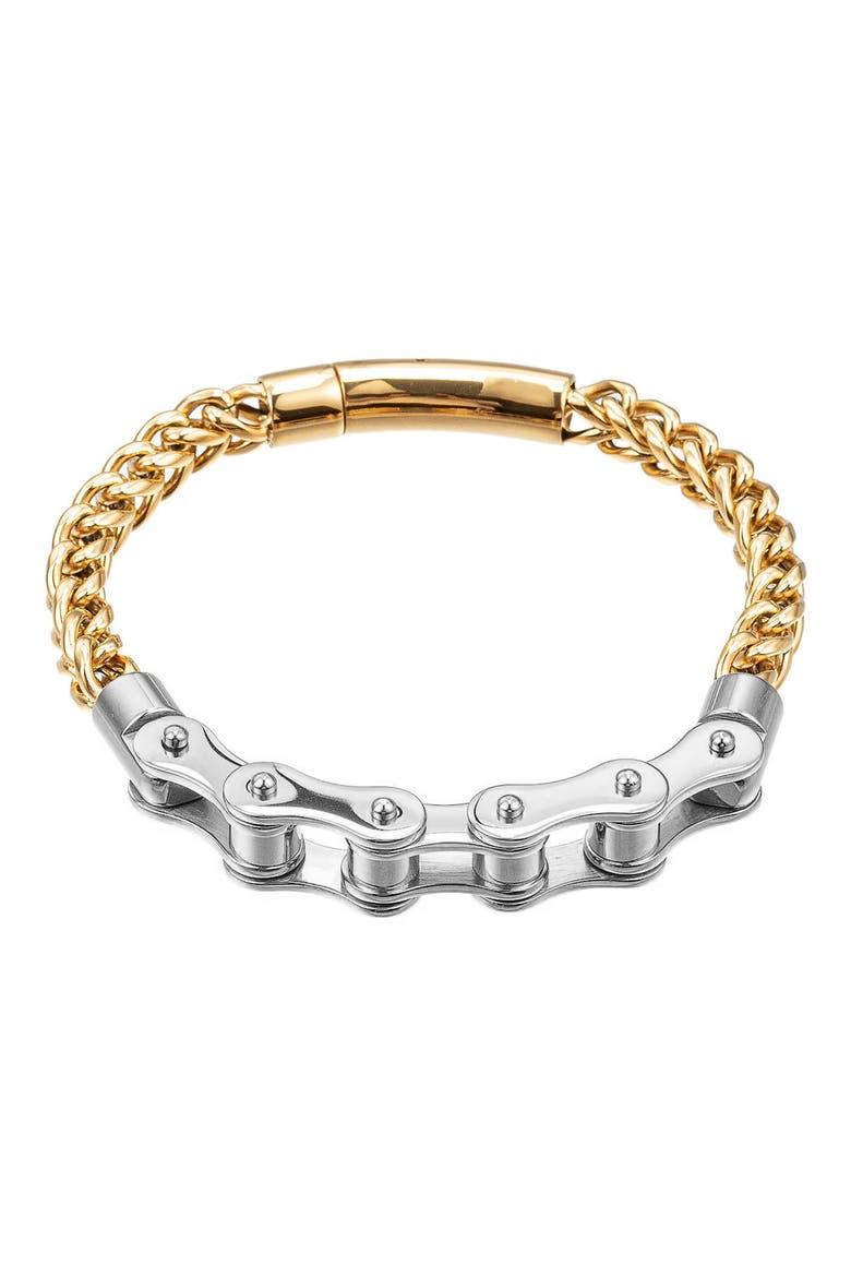 Men's Bike Cable Two-Tone Bracelet, Main, color, GOLD