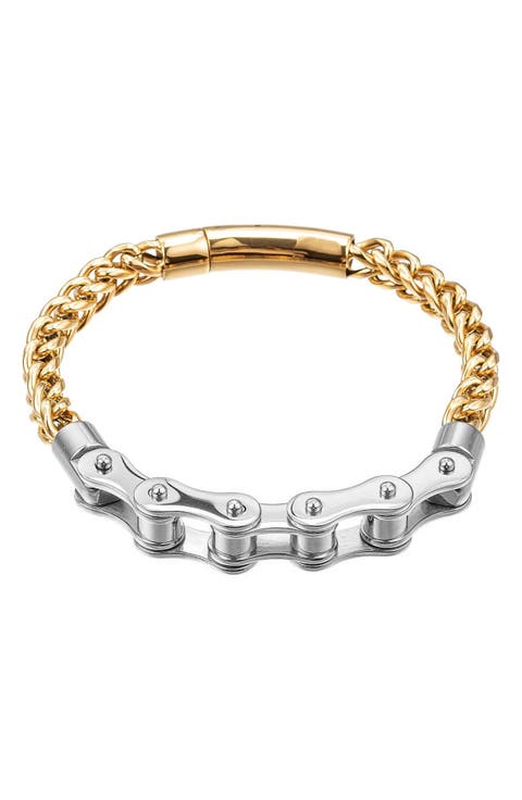 Men's Bike Cable Two-Tone Bracelet