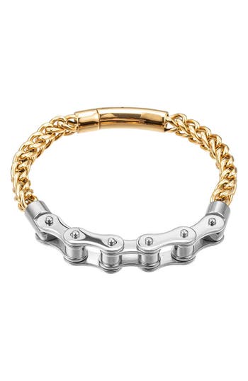Eye Candy Los Angeles Bike Cable Two-tone Bracelet In Gold