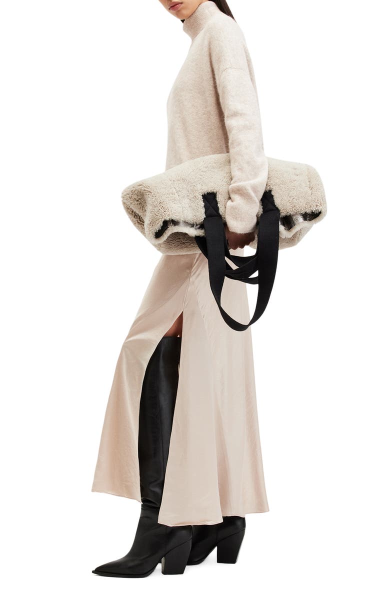 AllSaints Nico Alpaca & Wool Blend Turtleneck Sweater & Satin Slipdress, Alternate, color, 