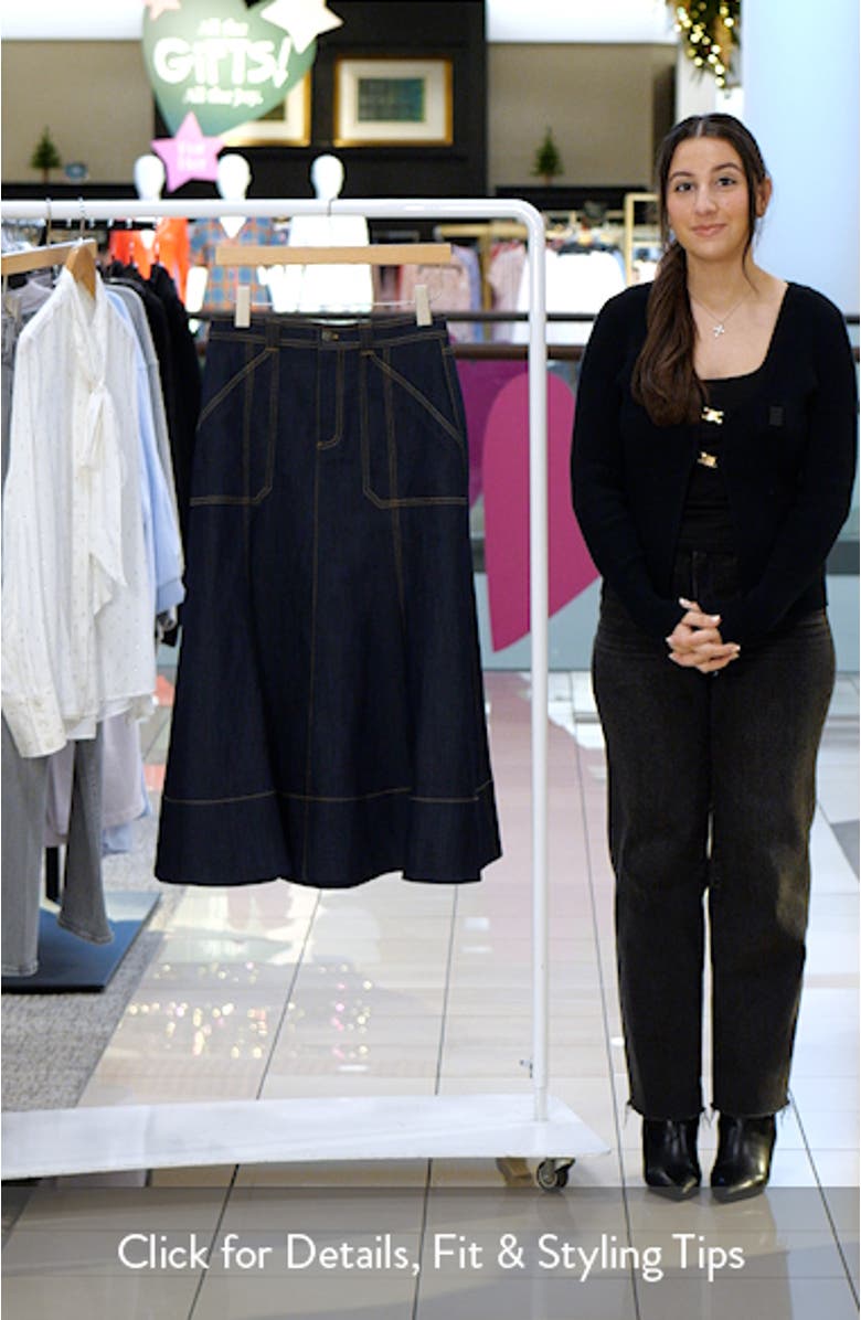 Benjiy Denim Midi Skirt, sales video thumbnail